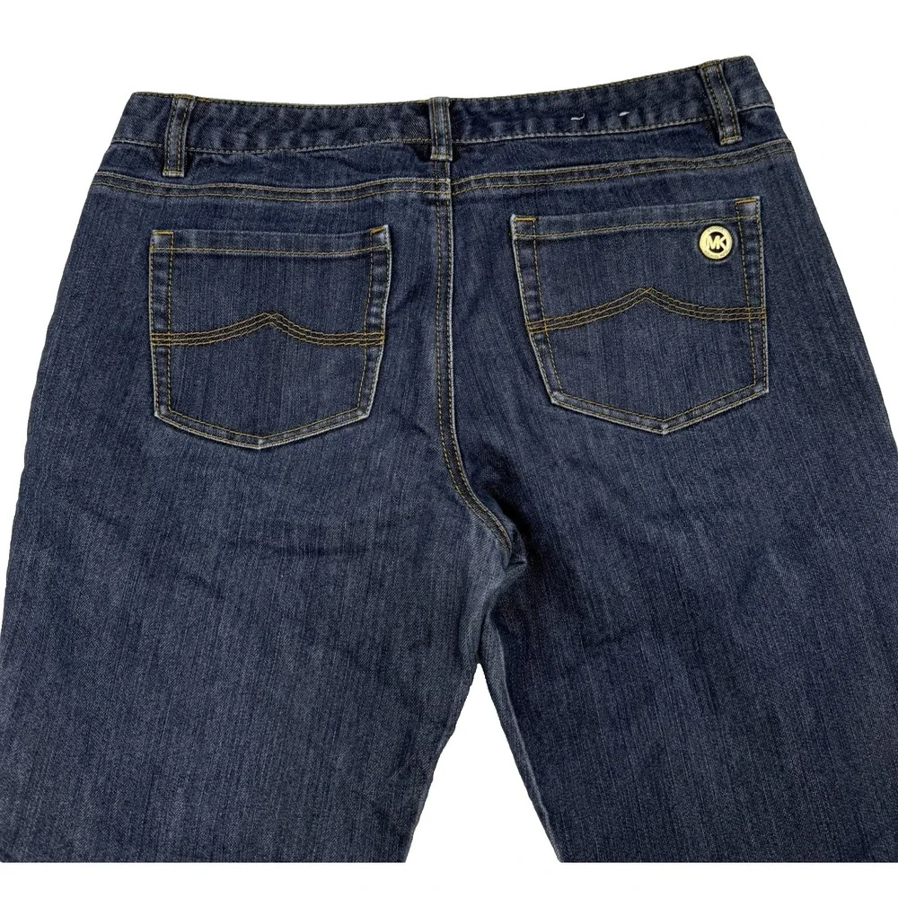 MK Michael Kors Jeans Women's Size 8 Mid Rise Ankle Crop Stretch‎ Dark Wash Blue